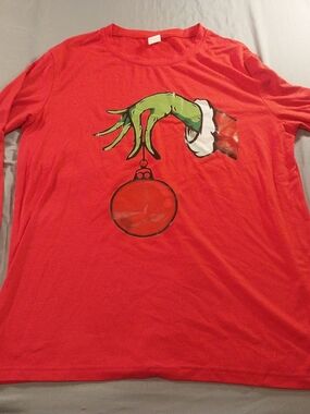 Digiprint Red Long-Sleeve Grinch Christmas Shirt in size Medium #317
